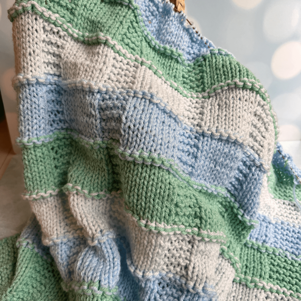 Let's Play Hopscotch Easy Baby Blanket Knitting Pattern | Candyloucreations