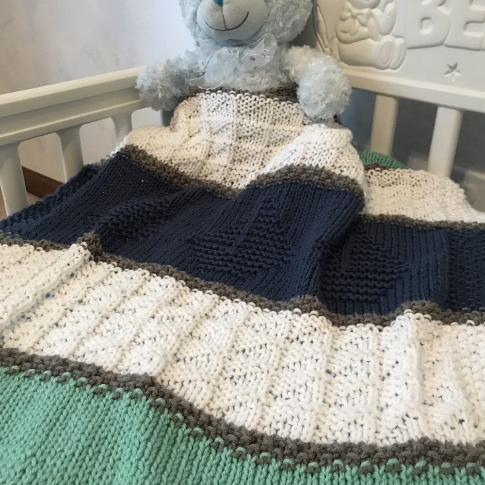 Sailboat Theme Baby Blanket Pattern | candyloucreations knitting blog